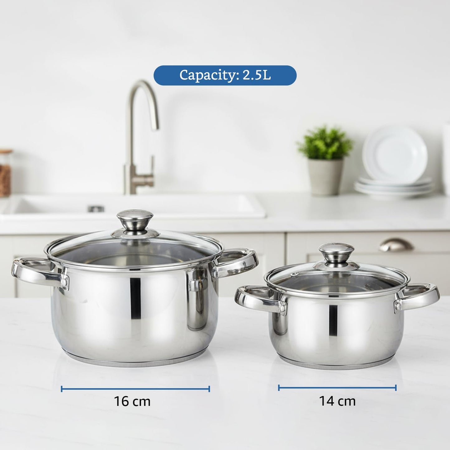 Solimo Set of 2  Steel Cook and Serve Set