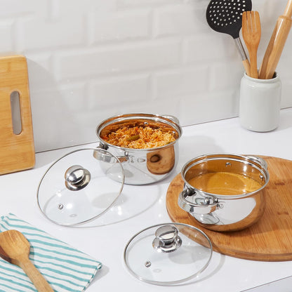 Solimo Set of 2  Steel Cook and Serve Set