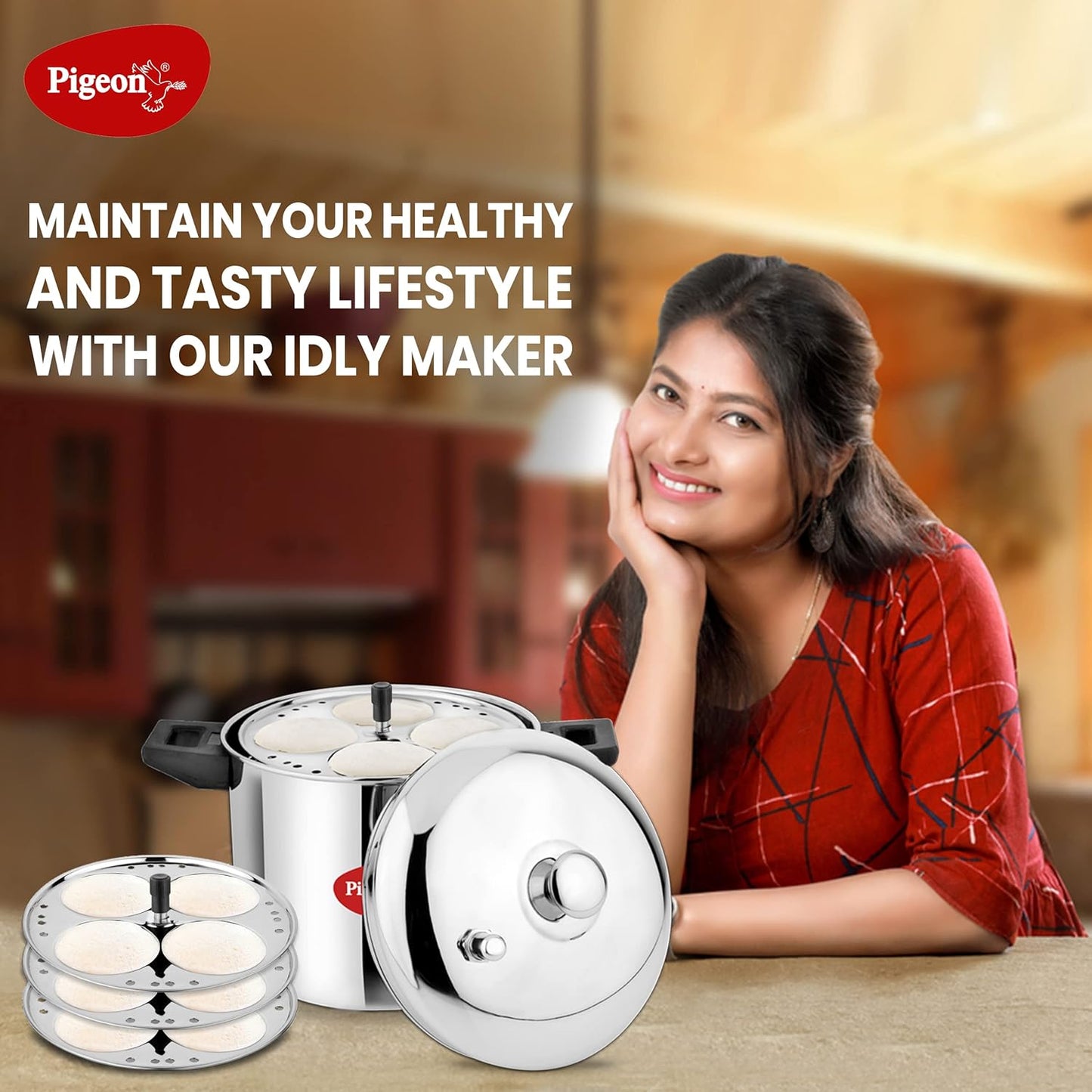 Pigeon Stainless Steel Idly Maker | 4 Plates